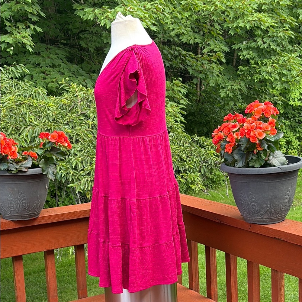 Max studio, Vibrant Pink Tiered Dress - Picture 2 of 14